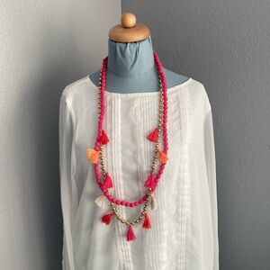 Chico’s Colorful Tassel Beaded Necklace 17” Long